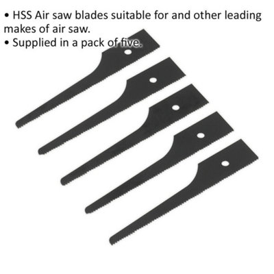 5-Pack HSS Air Saw Blades - 24 TPI Black Reciprocating Cutters for ...