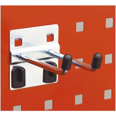 5 Pack of 6x50mm Double Tool Storage Hooks for PerfoWall Systems