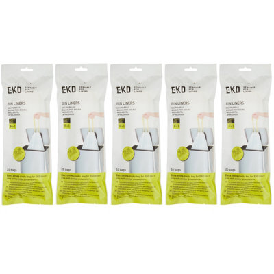 5 Pack of EKO Plastic Bin Liners Size F1 1828L, 20 Bags DIY at B&Q