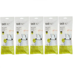 5 Pack of EKO Plastic Bin Liners Size F 40-60L, 12 Bags