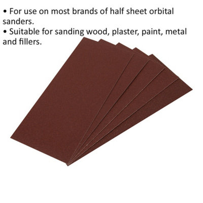 5 PACK Orbital Sanding Sheet - 115 x 280mm - Assorted - Wood Metal Sanding Paper