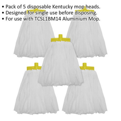 5 PACK Replacement Kentucky Mop Heads for ys03012 Aluminium Mop Handle