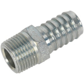 5 PACK Screwed Tailpiece Adaptor - 3/8 Inch BSPT - Male Thread - 1/2 Inch Hose