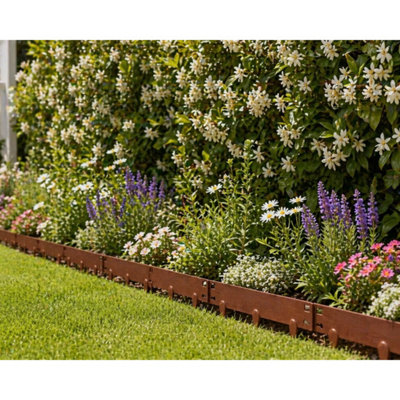 5 Pack Steel Lawn Edging Set - 5m x 8cm - Rust