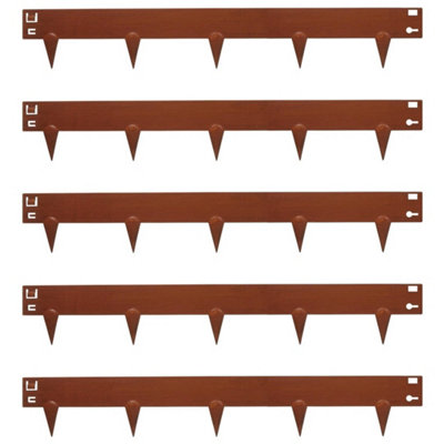 5 Pack Steel Lawn Edging Set - 5m x 8cm - Rust