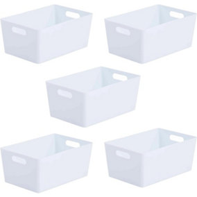 5 Pack Storage Boxes with Handle - White
