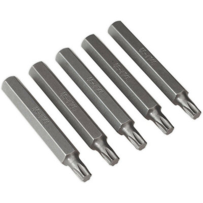 5-Pack T40 x 75mm TRX Star Long Bit Set - Durable Chrome Vanadium Steel ...