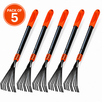 5 Pack Telescopic Garden Rake Adjustable Leaf Lawn Soil Grass Moss Rake ...