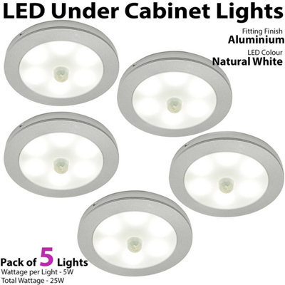 5-Pack Ultra-Slim Aluminium Under Cabinet Kitchen Lights with PIR ...