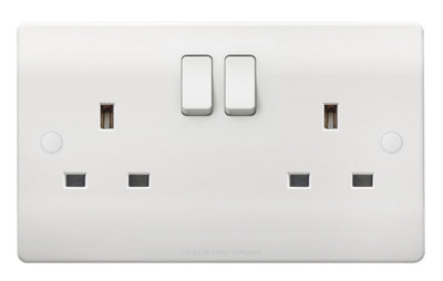 5 Pack - White 2 Gang 13amp Double Switched Socket UK Plug WDS13A