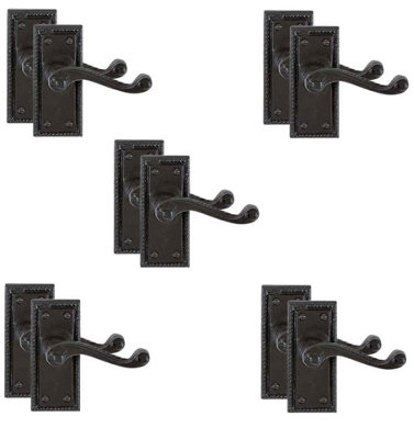5 Pair of Matt Black Georgian Lever Latch Hnadles 107mm x 48mm - Golden Grace Price Comparisons | Compare The Build