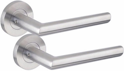 5 Pair of Mitred Design Door Handle On Round Rose Latch Door Handles 2.5" Latch,Ball Bearing Hinges Satin Nickel Finish