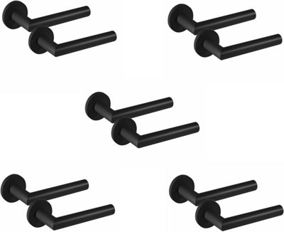 5 Pair of Mitred Design Door Handle On Round Rose Latch Door Handles Matt Black Finish  - Golden Grace Price Comparisons | Compare The Build
