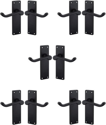 5 Pair of Victorian Scroll Matt Black Lever Latch Door Handles 150mm ...