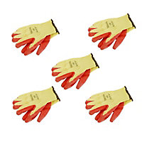 5 Pairs Builders Protective Gardening DIY 9" Latex Rubber Coated Gloves