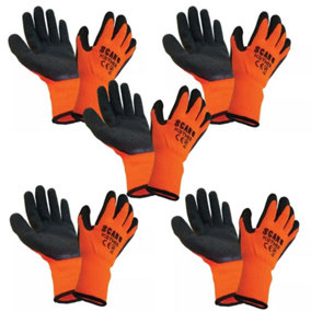 5 Pairs Scan Knitshell Thermal Gloves Orange Black Medium Size 8 SCAGLOKSTH5