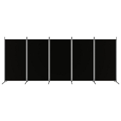 5-Panel Room Divider Black 170.5x70.9inches Fabric