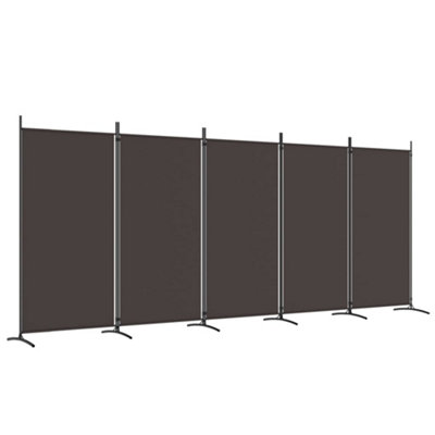 5-Panel Room Divider Brown 170.5x70.9inches Fabric