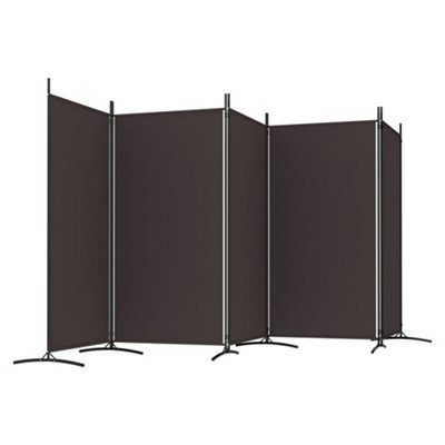 5-Panel Room Divider Brown 170.5x70.9inches Fabric