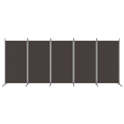 5-Panel Room Divider Brown 170.5x70.9inches Fabric