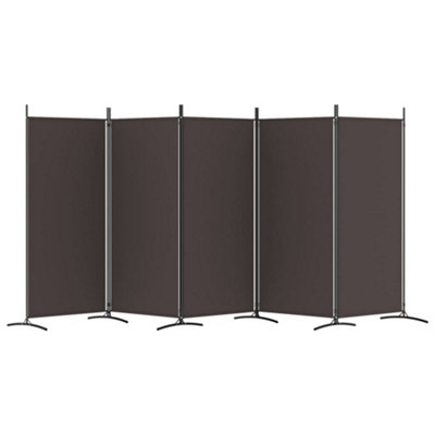 5-Panel Room Divider Brown 170.5x70.9inches Fabric