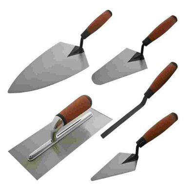 5 PC Builder's Trowel Set - Heavy Duty Tools for Masonry & Construction