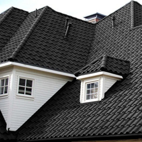5 Pcs Black Golan Tile Stone Coated Metal Sheet Roofing Shingles L 1340mm x W 420mm