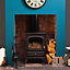5 Pcs Fleur De LYS Style Indoor Fireplace Companion Set Tong, Brush, Poker & Shovel Coal Stove Cast Iron - Black FIRE113