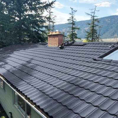 5 Pcs Grey Bond Tile Stone Coated Metal Sheet Roofing Shingles L 1340mm x W 420mm