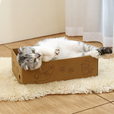 5 PCS Reversible Rectangle Cat Scratching Boards with Box