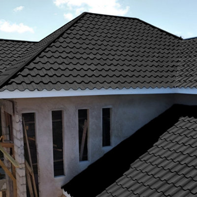 5 Pcs Stone Coated Metal Roofing Shingles, Bitumen Roof Tiles for Eaves, 2.3 m²  Coverage