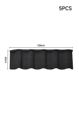 5 Pcs Stone Coated Metal Roofing Shingles, Bitumen Roof Tiles for Eaves, 2.3 m²  Coverage