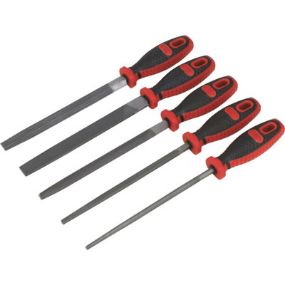 5 Piece 200mm Engineers Smooth Cut File Set - Double Cut - Comfort Grip Handles