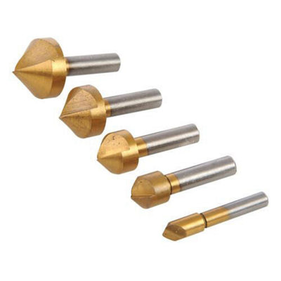 5 Piece 6mm 19mm Countersink Drill Bit Set Titanium Coated Wood