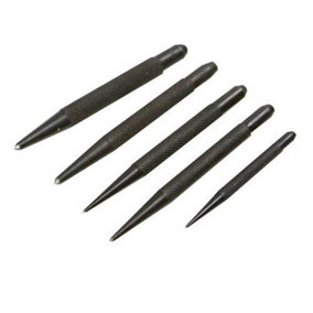5 Piece 80mm 100mm Centre Punch Set Square Head Knurled Grip Polished Tips
