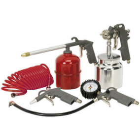 5 Piece Air Accessory Kit - Compressed Air Tools - Gauge Spray Gun Inflator Hose