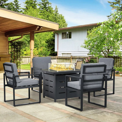 5-Piece Aluminium Garden Furniture Sets with Propane Blaze Table