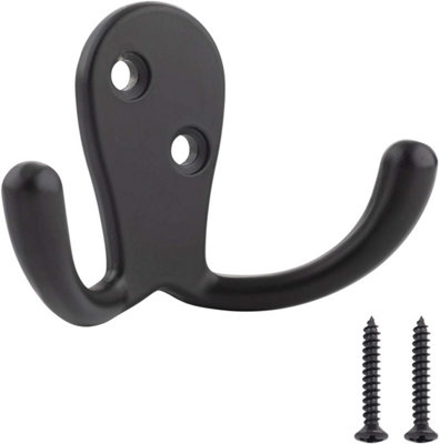 5-Piece Curved Robe Hook Set, Opaque Black, Irregular