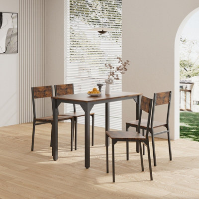 5-Piece Dark Brown Dining Table and Chairs Set