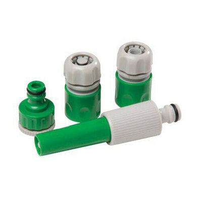 5 Piece Garden Hose Pipe Connector Set Quick Connect BSP 100mm Spray Nozzle