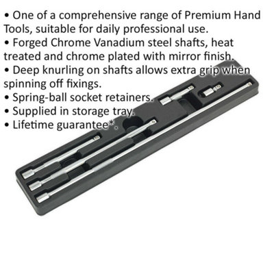 5 Piece Knurled Extension Bar Set - 3/8