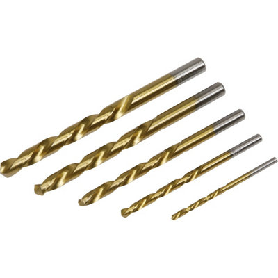 5 Piece Left-Hand Spiral Drill Bit Set - 3.2mm to 8.7mm - 4121 HSS Steel