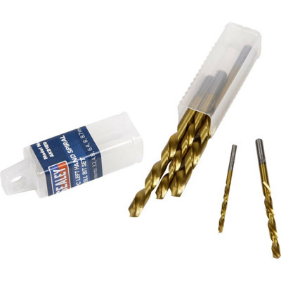 5 Piece Left Hand Spiral Drill Bit Set for Easy Extraction 3.2mm to 8.7mm