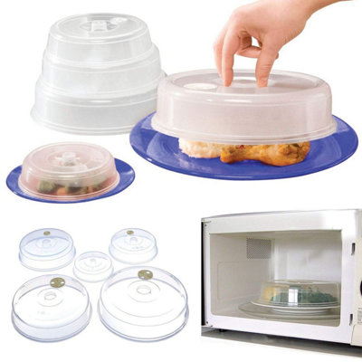 5 Piece Microwave Food Plate Ventilated Covers - BPA FREE - Vented Splatter Guard Cover - 115-225mm