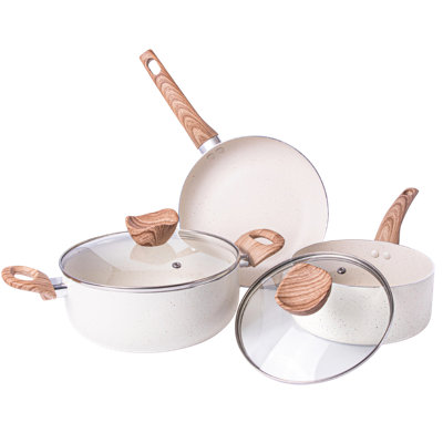 5-Piece Non-Stick Cookware Set Induction Compatible - Cream by Nuovva