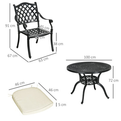 5 Piece Outdoor Dining Furniture Set with Cushions Parasol Hole Cast Aluminium - 3