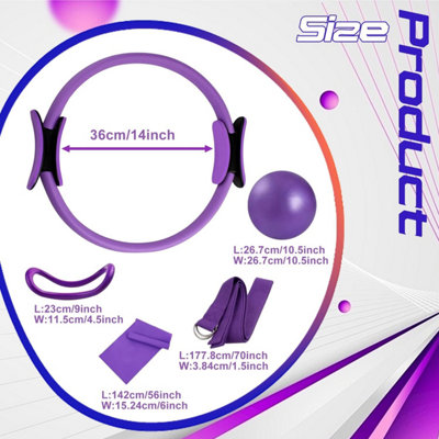 Set Pilates Complet 5 Pièces – Anneau, Ballon, Bandes élastiques Et Ceinture D’étirement, Pour Renforcement, Souplesse Et équilibre