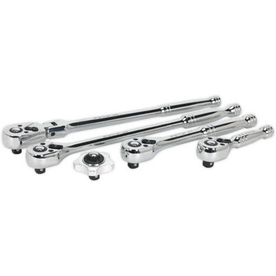 5-Piece Premium Flip Reverse Ratchet Wrench Set with Pear-Head Design