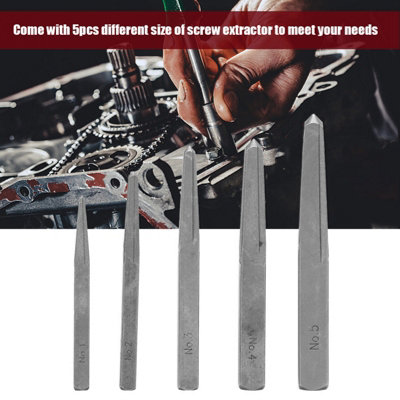 5-Piece Square Screw Extractor Set for Easy Removal of Broken or ...