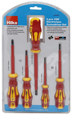 5 piece VDE Insulated Electricians 1000Volt Screwdriver Set